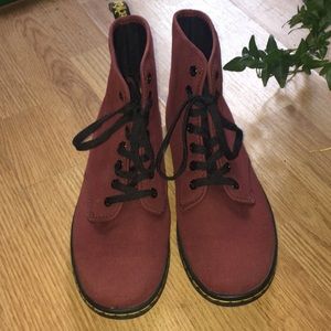 Vegan Dr.  Marten’s maroon boots. Size 9